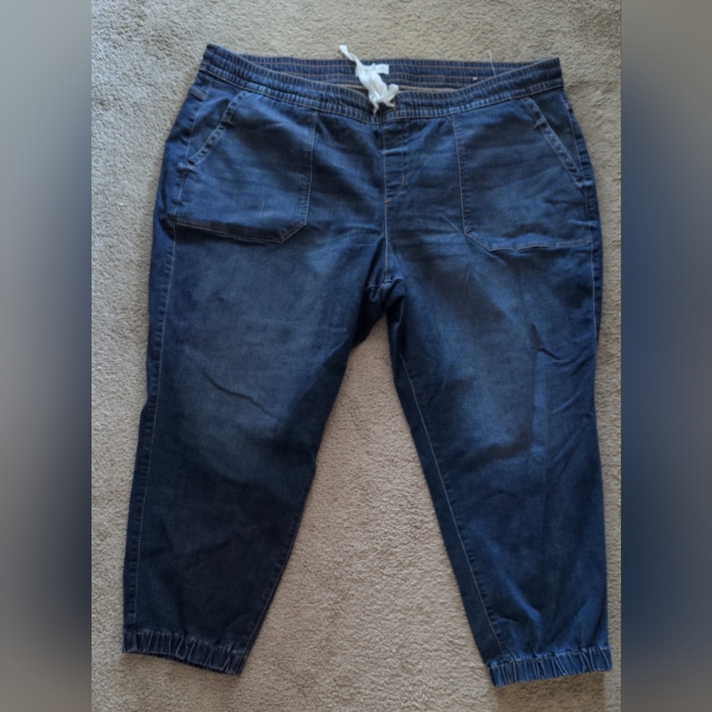 Lane Bryant Denim Boyfriend Joggers Elastic Waist